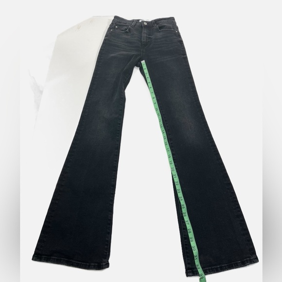 Zara Black Stone Wash Distressed Whiskered Flared High Waist Jeans Womens size 4 - Picture 5 of 8